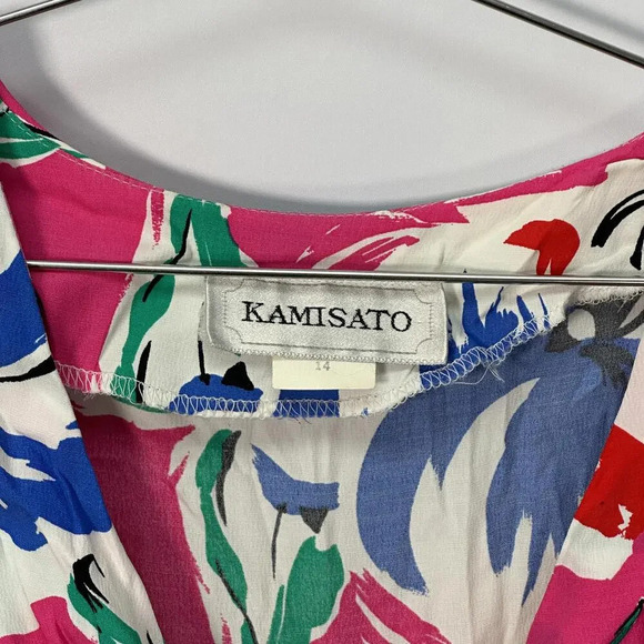 Vintage Abstract Pink Midi Dress 14 - Picture 2 of 4